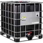 275 Gallon Black IBC Tote, Rebottled, UN Rated, 2" Camlock Valve, Steel/Composite Pallet