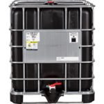 275 Gallon Black IBC Tote, Standard Reconditioned, 2" Camlock Valve, Composite Pallet - Image 2
