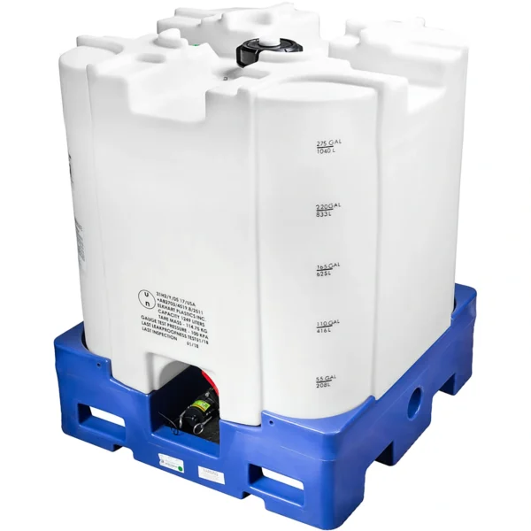 275 Gallon Plastic IBC Tote, UN Rated, 2" Camlock Valve w/Gasket