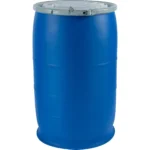 30 Gallon Blue Plastic Drum, UN Rated, 2" & 3/4" Fittings