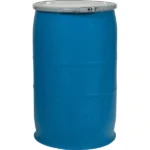 30 Gallon Blue Plastic Drum, UN Rated, Cover w/Metal Lever Lock