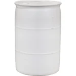 55 Gallon Tight Head Natural Plastic Drum, Reconditioned, UN Rated, 2" NPS & 2" Buttress Fittings