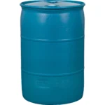 55 Gallon Blue Tight Head Plastic Drum, UN Rated, 2" NPS & 2" Buttress Fittings