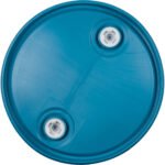 55 Gallon Blue Tight Head Plastic Drum, UN Rated, 2" NPS & 2" Buttress Fittings - Image 2