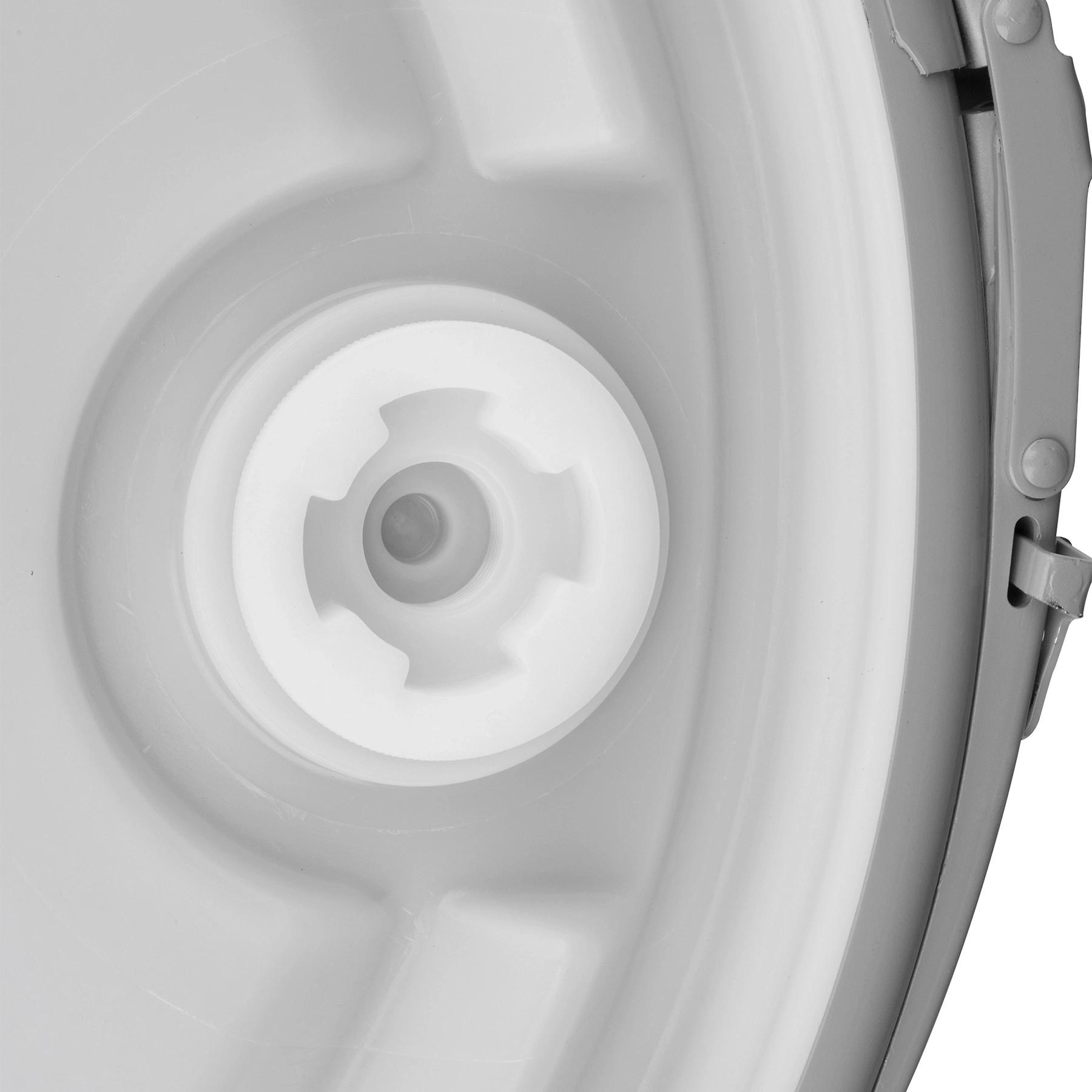 57 Gallon Blue Plastic Drum, UN Rated, 2" & 3/4" Fittings, Cover w/Lever Lock Ring Closure - Image 3