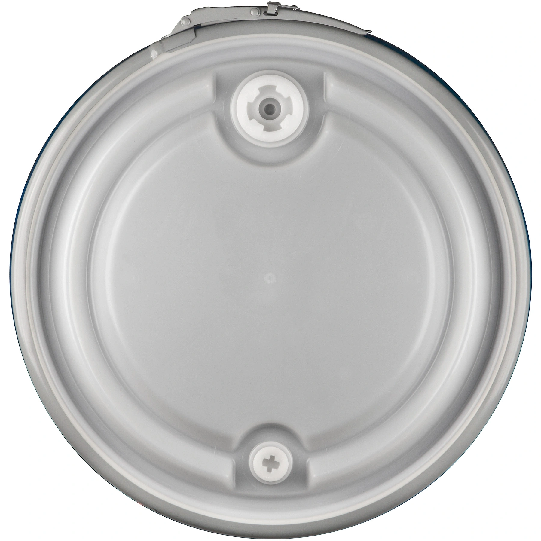 57 Gallon Blue Plastic Drum, UN Rated, 2" & 3/4" Fittings, Cover w/Lever Lock Ring Closure - Image 4