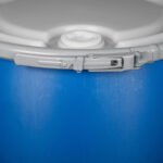 57 Gallon Blue Plastic Drum, UN Rated, 2" & 3/4" Fittings, Cover w/Lever Lock Ring Closure - Image 5