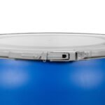 57 Gallon Blue Open Head Plastic Drum, UN Rated, Plain Natural Cover w/Lever Lock Ring - Image 3