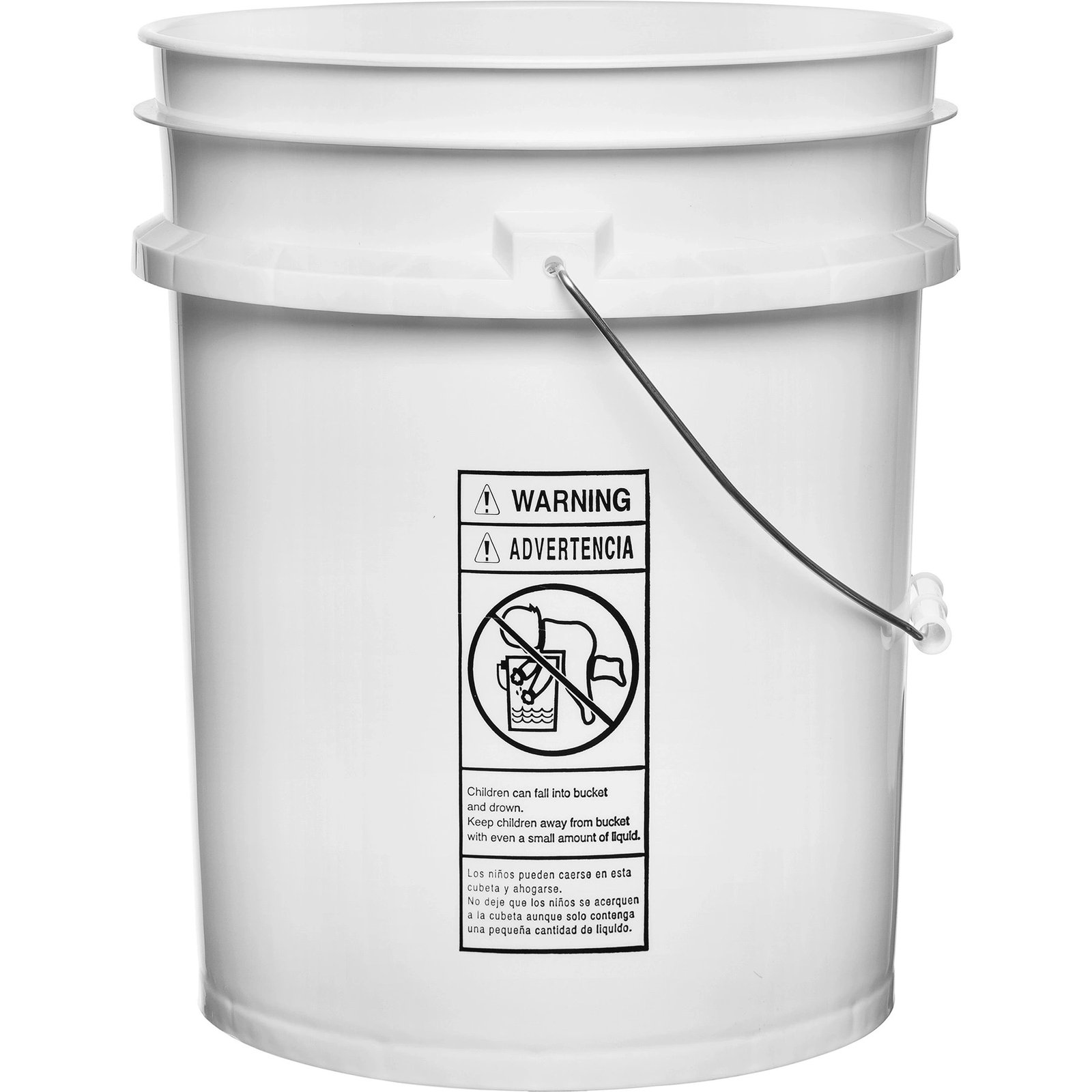 1 5 Gallon White Plastic Pail (90 mil), w/Metal Handle (P4 Series) - Image 1