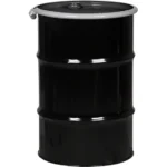 30 Gallon Steel Drum, Black, UN Rated, Mocha Lined, Black Cover w/Bolt Ring, 2" & 3/4" Fittings