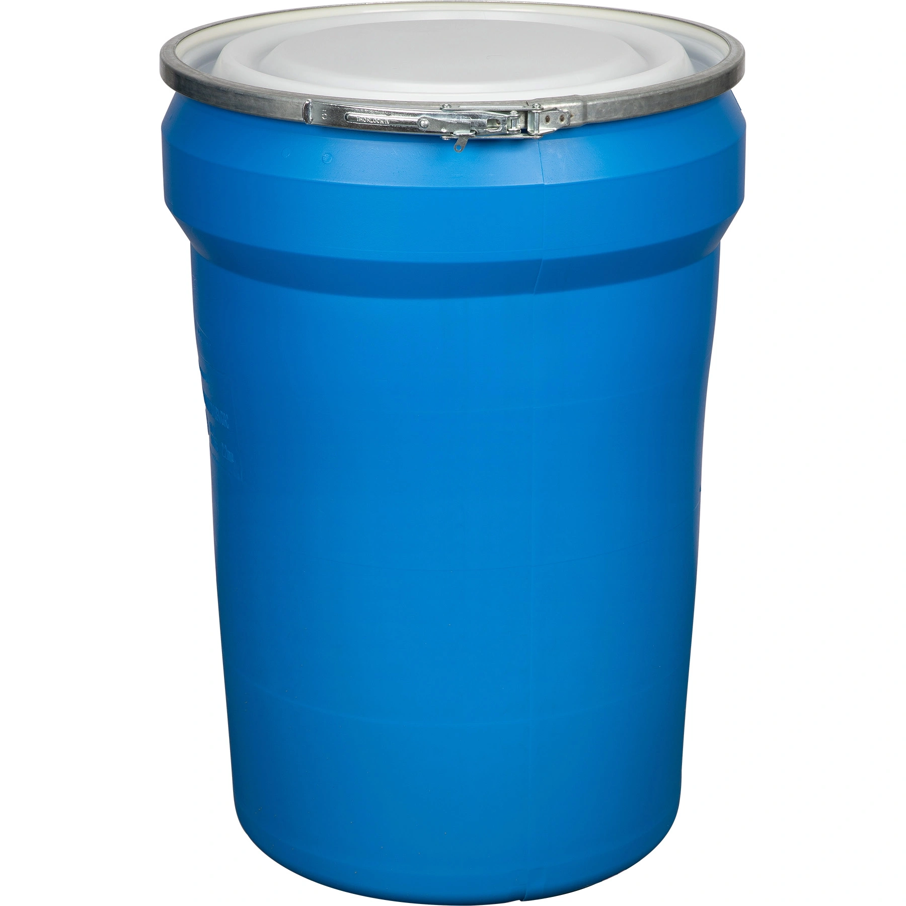 30_gallon_blue_plastic_drum_taper_sided_un_rated_cover_with_metal_lever_loc 30 Gallon Blue Plastic Drum, Taper Sided, UN Rated, Cover w/Metal Lever Lock (UN1H2/Y180/S & UN1H2/Z180/S) - Image 1