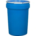 30 Gallon Blue Plastic Drum, Taper Sided, UN Rated, Cover w/Metal Lever Lock