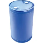 55 Gallon Blue Tight Head Plastic Drum, Straight Sided, UN Rated, 2" NPS & 2" Buttress Fittings