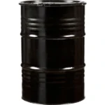 55 Gallon Steel Drum, Black, Reconditioned, Unlined, Cover w/Lever Lock Ring, 2" & 3/4" Fittings