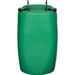 15 Gallon Green Tight Head Plastic Drum, 2" NPS & 2" Buttress Fittings, Two Handles