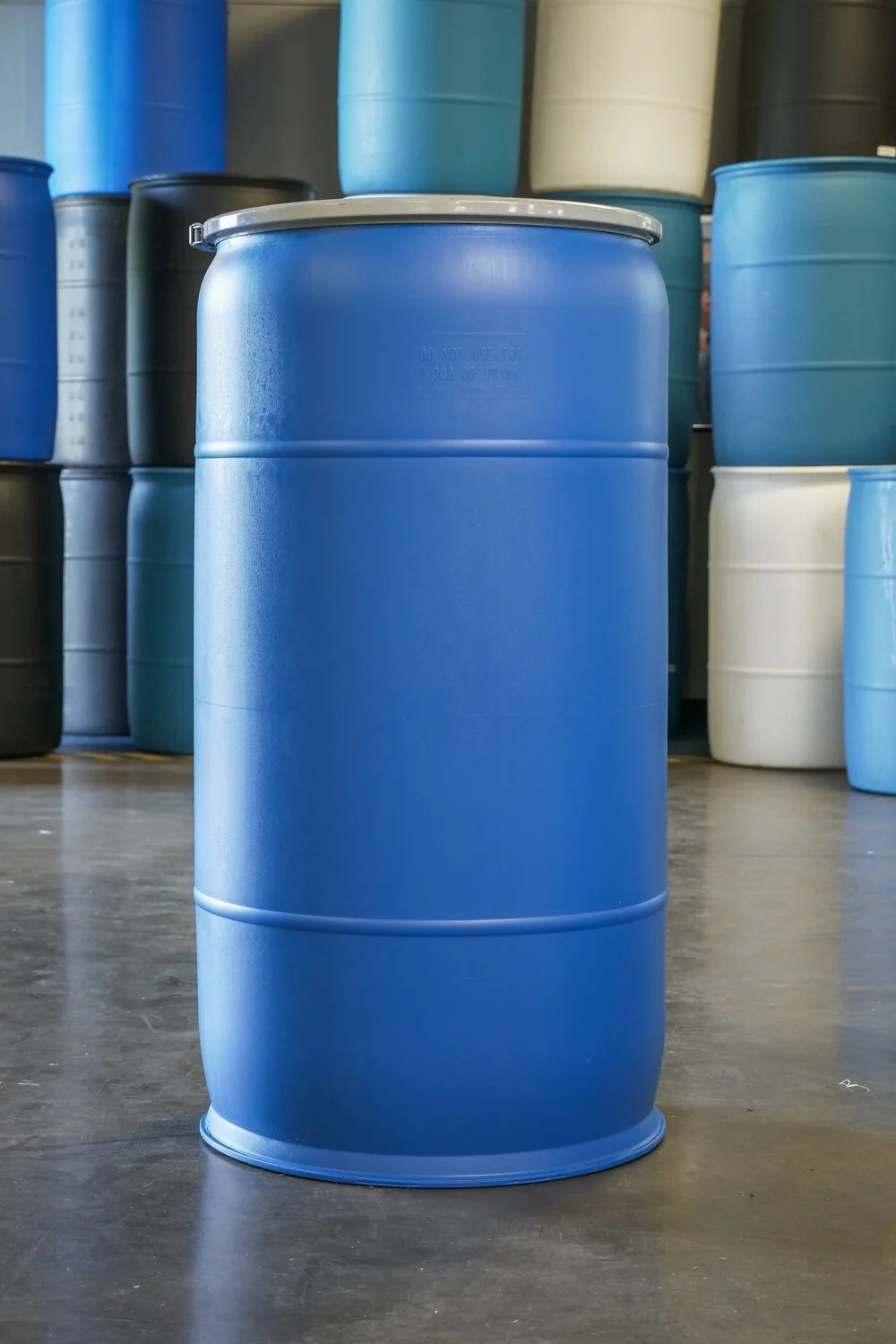 77 gallons1 77 Gallon Plastic Barrel Top Drum (NEW) (Blue) — Lid & Lock - Image 1