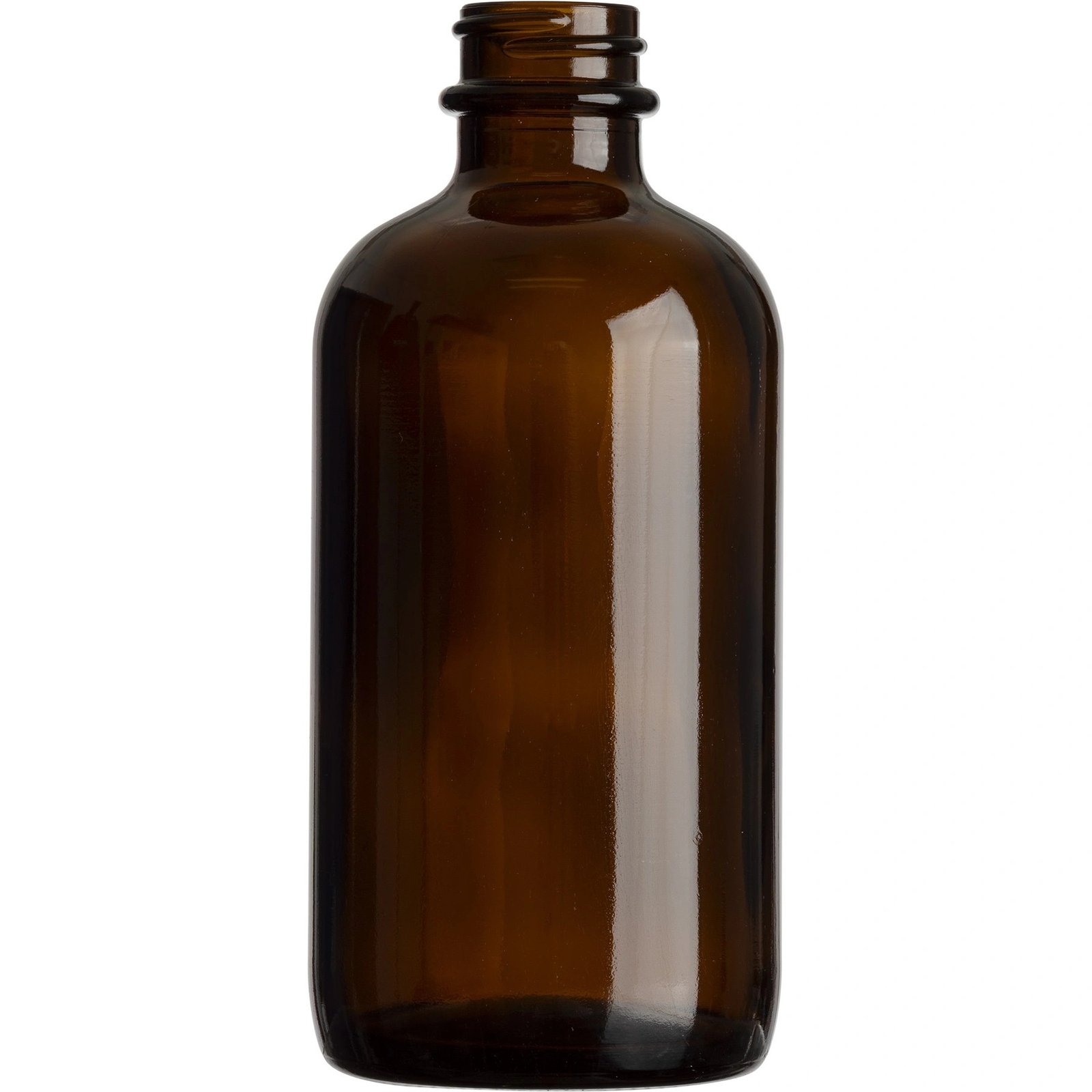 A1 6 oz. Amber Boston Round Glass Bottle, 24mm 24-400 - Image 1