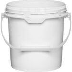 1.25 Gallon White Plastic Pail w/Plastic Handle, Threaded Opening, Life Latch, UN Rated