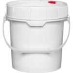 1.25 Gallon White Plastic Pail w/Plastic Handle, Threaded Opening, Life Latch, UN Rated - Image 3