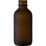 2 oz. Frosted Amber Boston Round Glass Bottle, 20mm 20-400