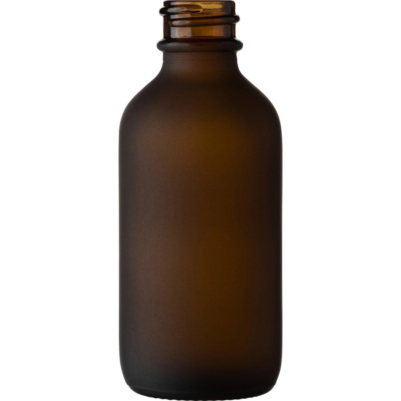 R11 2 oz. Frosted Amber Boston Round Glass Bottle, 20mm 20-400 - Image 1