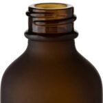 2 oz. Frosted Amber Boston Round Glass Bottle, 20mm 20-400 - Image 3