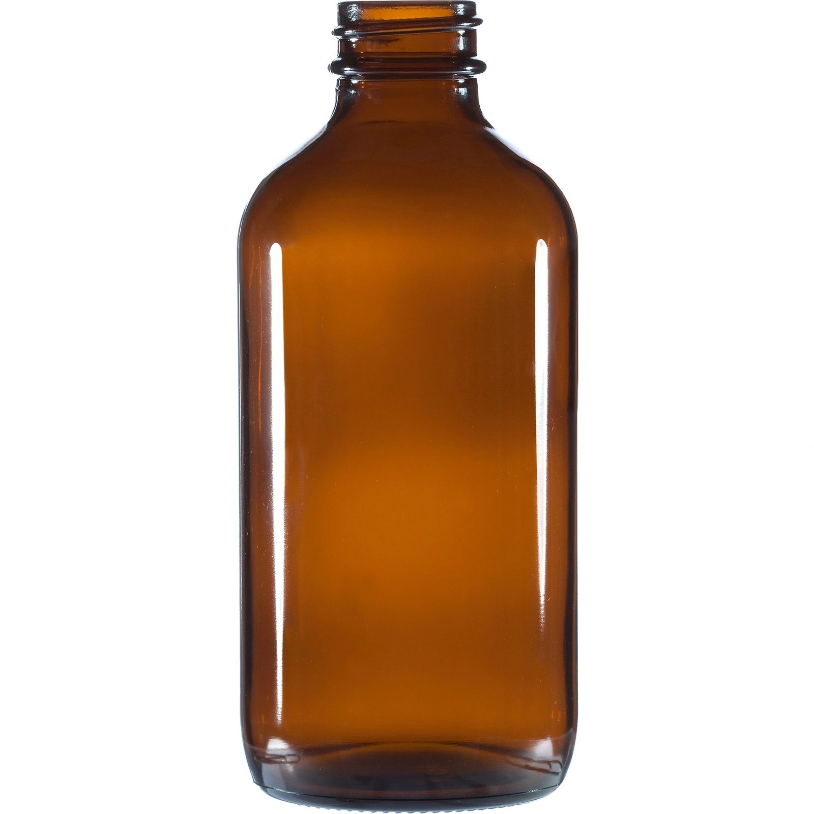 g1 8 oz. Amber Boston Round Glass Bottle, 28mm 28-400 - Image 1
