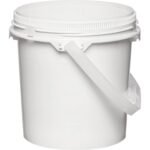 0.6 Gallon White Plastic Pail w/Plastic Handle, Threaded Opening, Life Latch, UN Rated