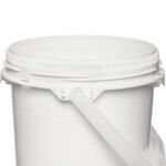 0.6 Gallon White Plastic Pail w/Plastic Handle, Threaded Opening, Life Latch, UN Rated - Image 2