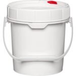 0.6 Gallon White Plastic Pail w/Plastic Handle, Threaded Opening, Life Latch, UN Rated - Image 4