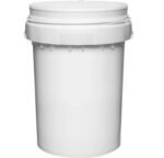 12 Gallon White Plastic Drum, Taper Sided, Threaded Opening, Life Latch, UN Rated